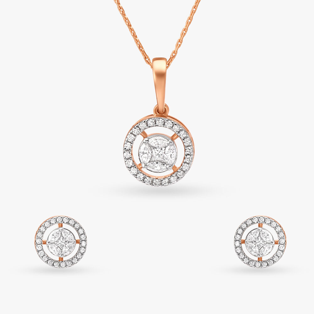 Timeless Sparkle Diamond Pendant and Earrings Set