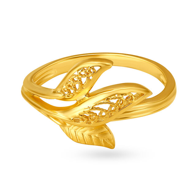 Captivating Yellow Gold Leaf Finger Ring,,hi-res image number null