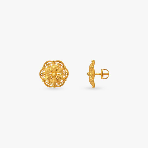 Heritage Bloom Gold Stud Earrings