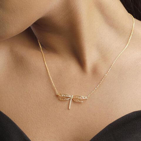 Airy Dragonfly Gold Necklace