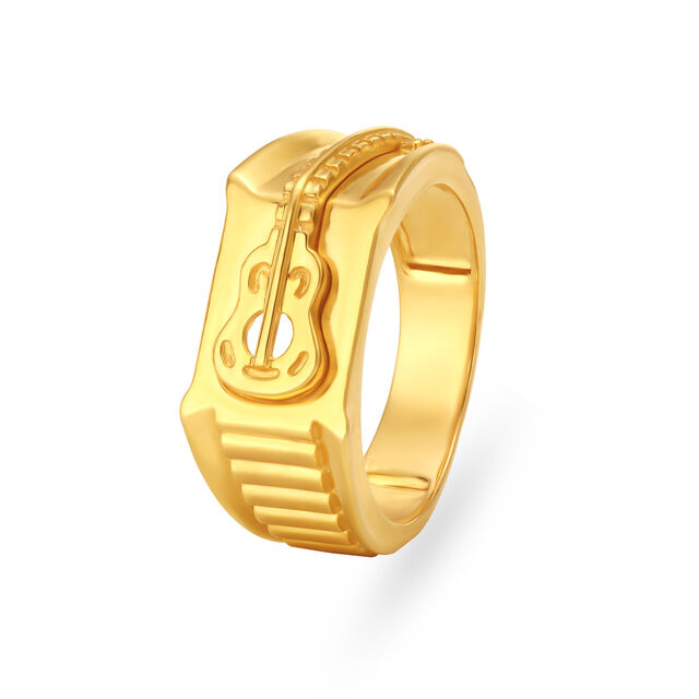 Stunning Guitar Carved Gold Finger Ring For Men,,hi-res image number null