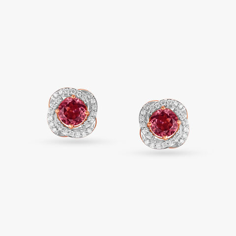 Pink Sunshine Diamond Stud Earrings