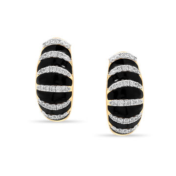 14 KT Yellow Gold Bright Bands Diamond Stud Earrings