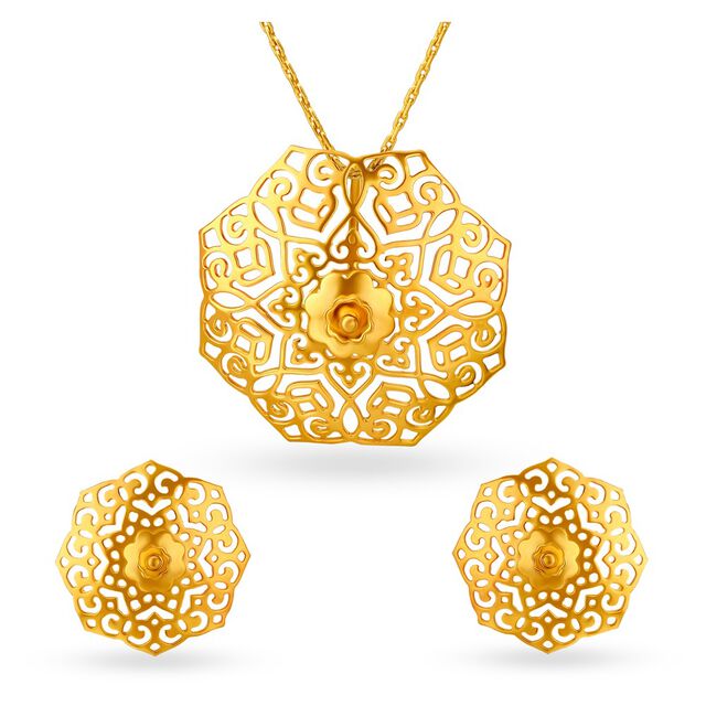 Geometric Gold Pendant Set,,hi-res image number null