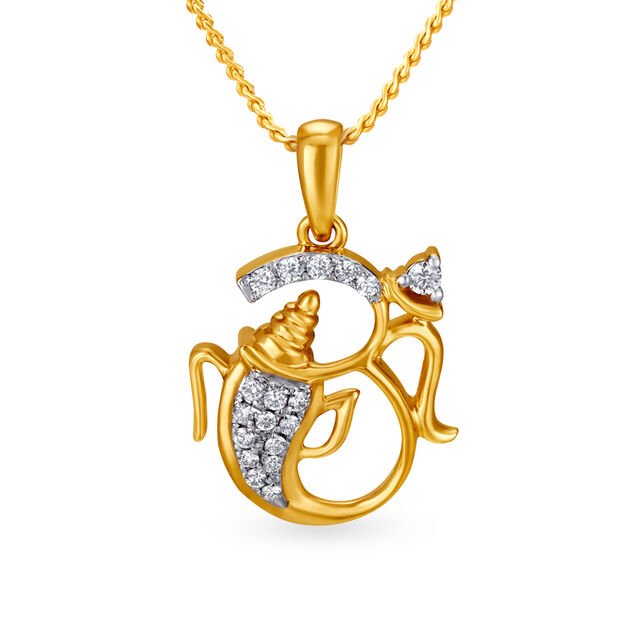Heavenly 18 Karat Yellow Gold And Diamond Om Pendant,,hi-res image number null