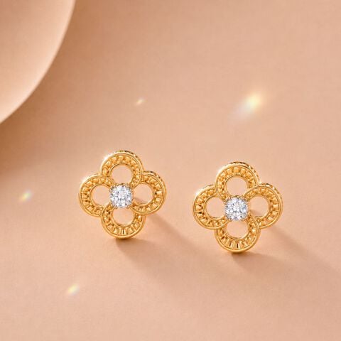 Rainbow Prism Diamond Stud Earrings