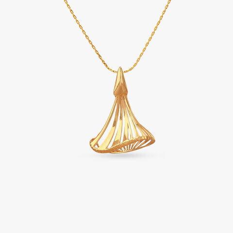 Sculpted Symphony Gold Pendant and Earrings Set