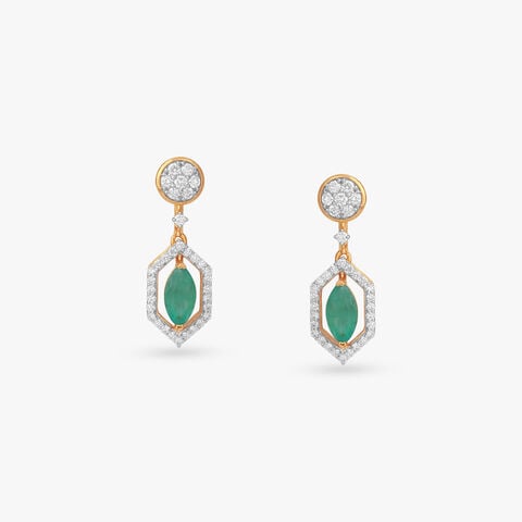 Verdant Halo Diamond Drop Earrings