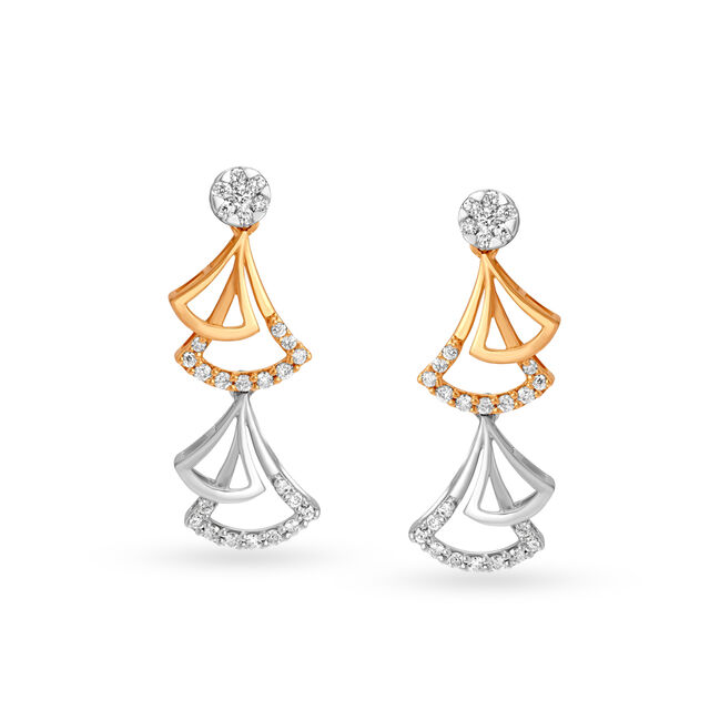 Intriguing 18 Karat Dual Gold And Diamond Earrings,,hi-res image number null