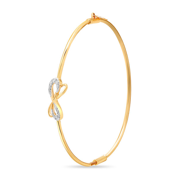 14 KT Yellow Gold Tender Butterfly Diamond Bangle,,hi-res image number null