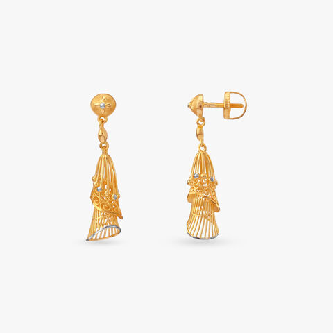 Aurora Veil Gold Jhumka Earrings