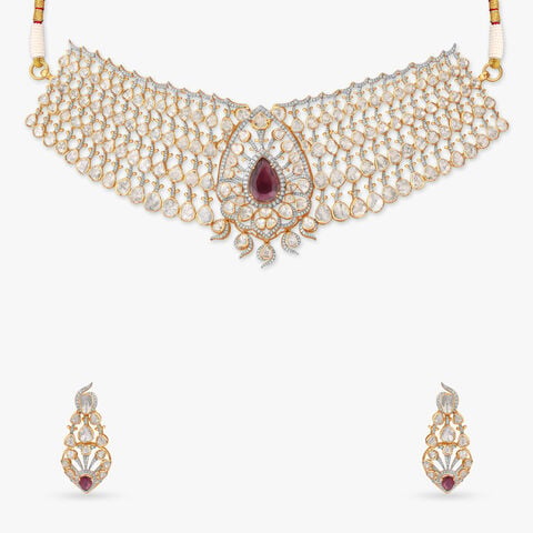 Tourmaline Diamond Wing Choker Necklace Set