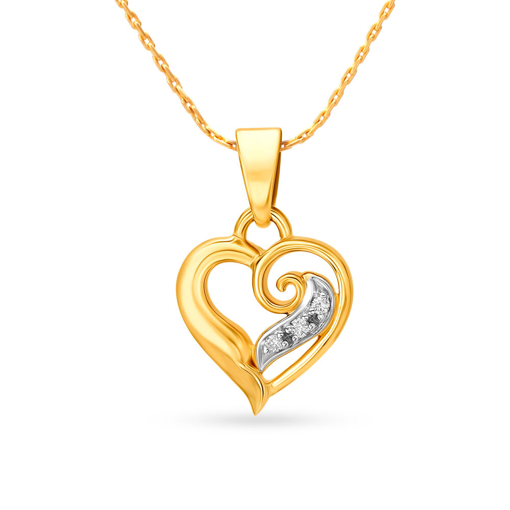 Romantic 18 Karat Yellow Gold And Diamond Heart Pendant