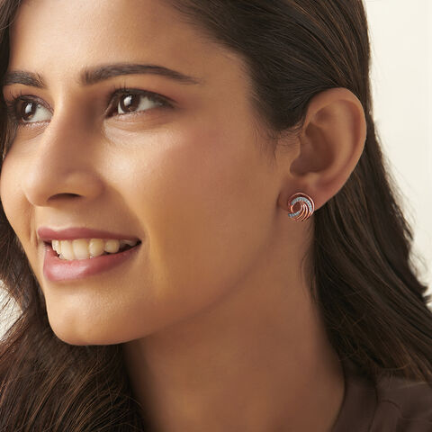 Enticing Rose Gold and Diamond Circlet Stud Earrings