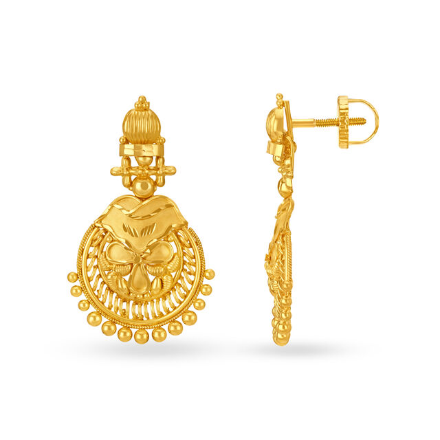 Luminous 22 Karat Yellow Gold Beaded Nuture-Inspirted Drop Earrings,,hi-res image number null