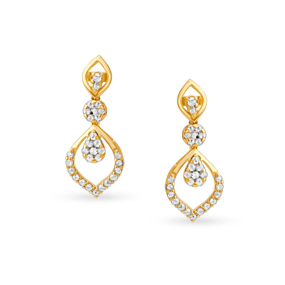 Elegant Drop Earrings with Un cut Diamonds