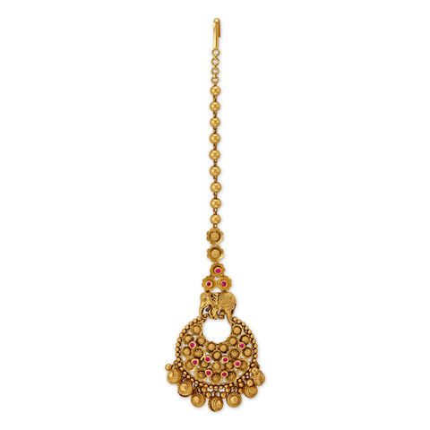 Enchanting Elephant And Floral Motif Gold Maang Tikka