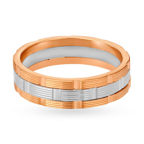 Geometric Platinum and Rose Gold Band for Men