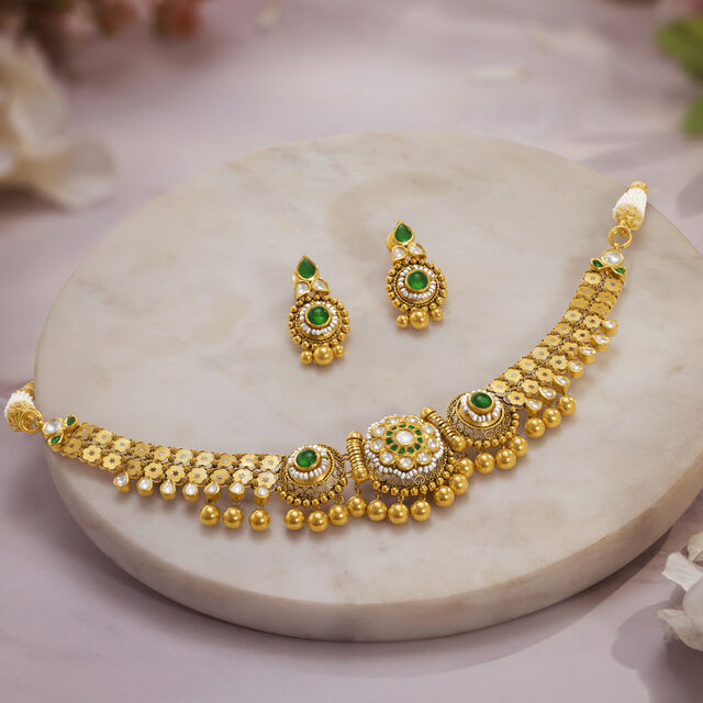 Crescent Glory Gold Necklace set
