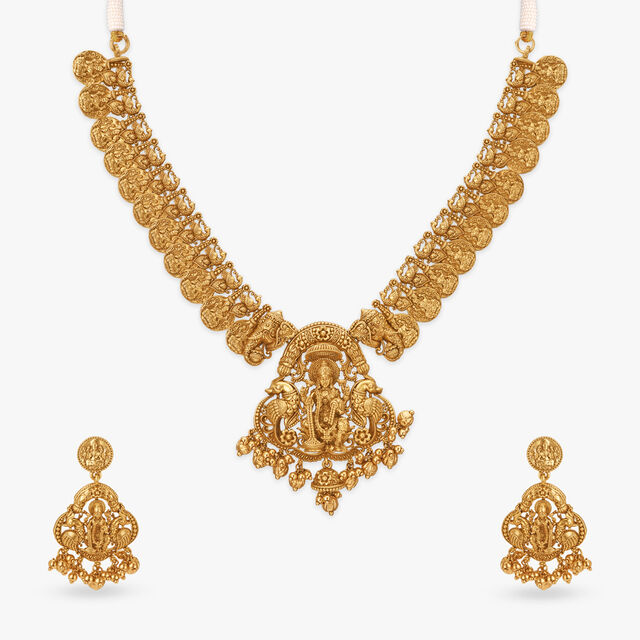 Art of Nakshi Gold Short Kasu Necklace Set