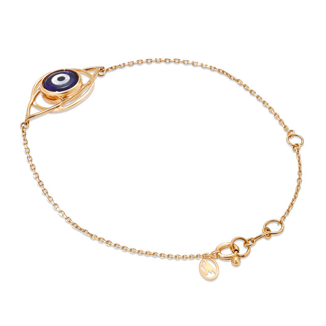14 KT Yellow Gold Geometric Evil Eye Bracelet,,hi-res image number null