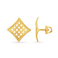 Understated 22 Karat Yellow Gold Mesh-Patterned Square Studs,,hi-res image number null