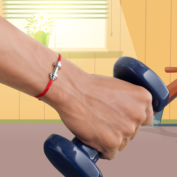 925 Silver Dumbbell Rakhi for Bodybuilder Bhai