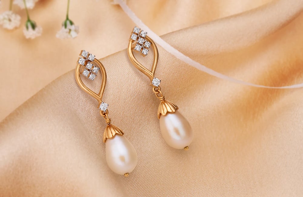 Buy Pearling Gold Pearl Earrings 22 KT yellow gold (2.46 gm). | Online By  Giriraj Jewellers