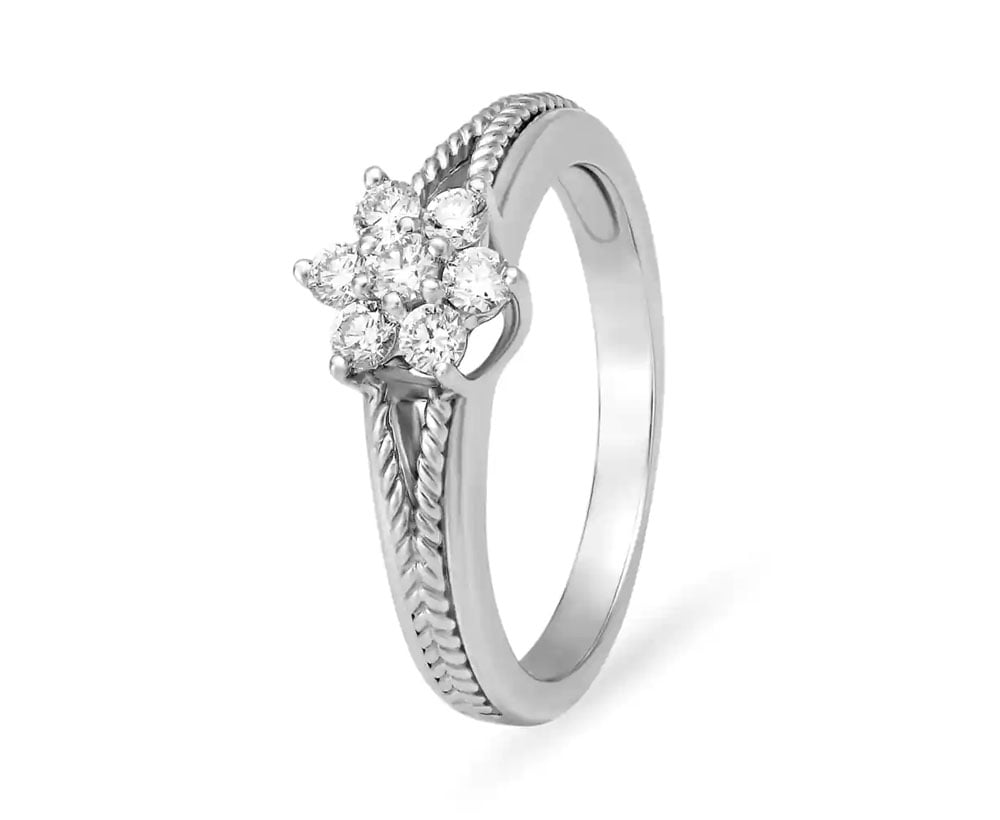 Elegant 950 Karat Platinum And White Gold And Diamond Finger Ring