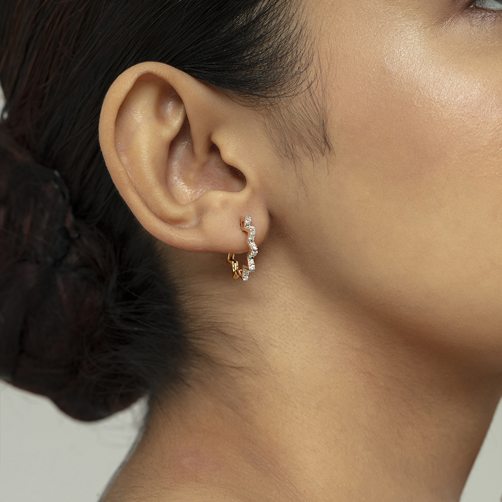 Starburst Luxe Gold & Diamond Hoop Earrings,,hi-res image number null