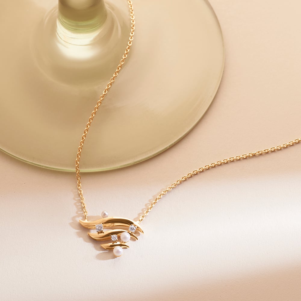 Fluid Luminous Pearl Gold Necklace,,hi-res image number null