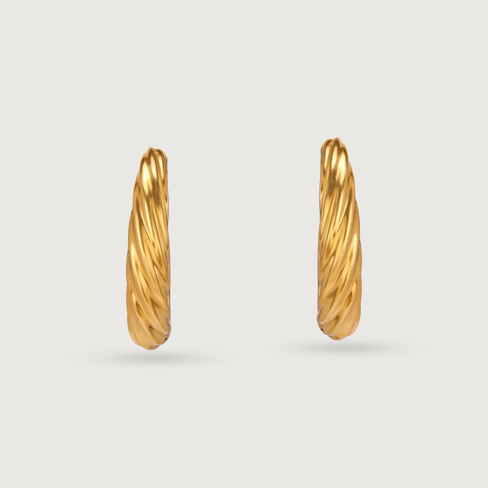 Twisted Glow Gold Hoop Earrings,,hi-res image number null
