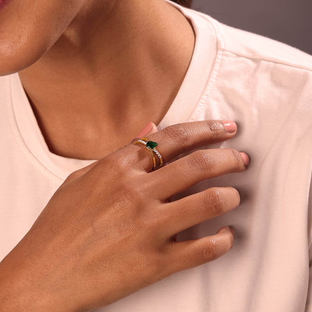 Verdant Radiance 14KT Gold & Diamond Ring,,hi-res image number null
