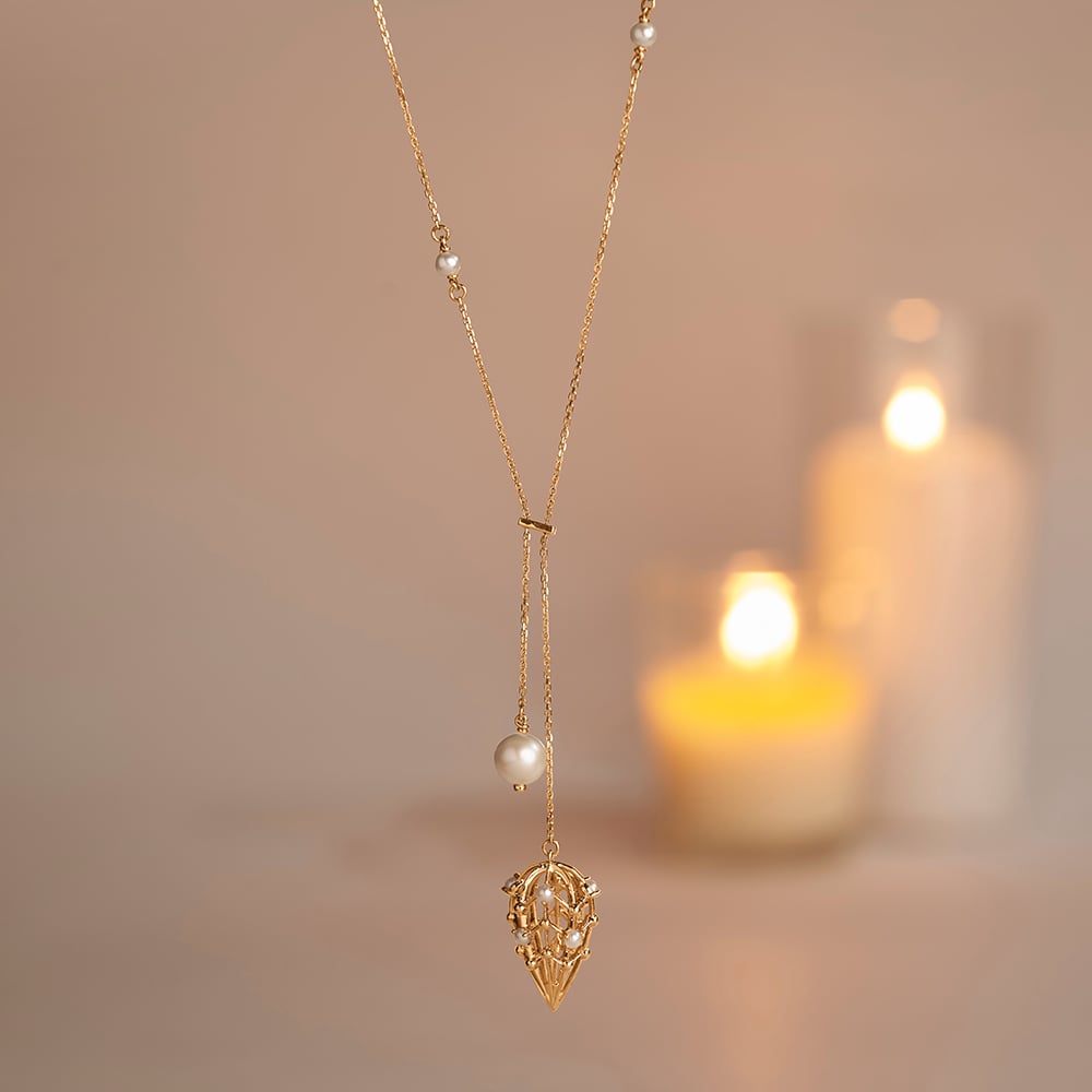 Graceful Pearl Gold Necklace,,hi-res image number null