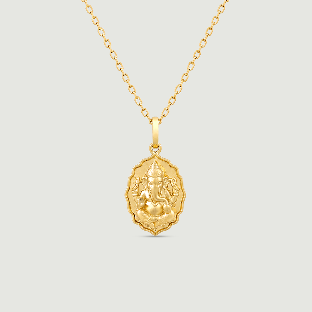 Divine Sculpted Ganesha Gold Pendant,,hi-res image number null