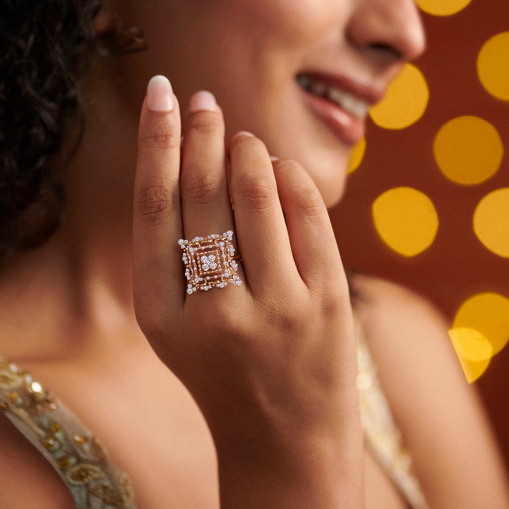 Architectural Mandala Diamond Ring,,hi-res image number null