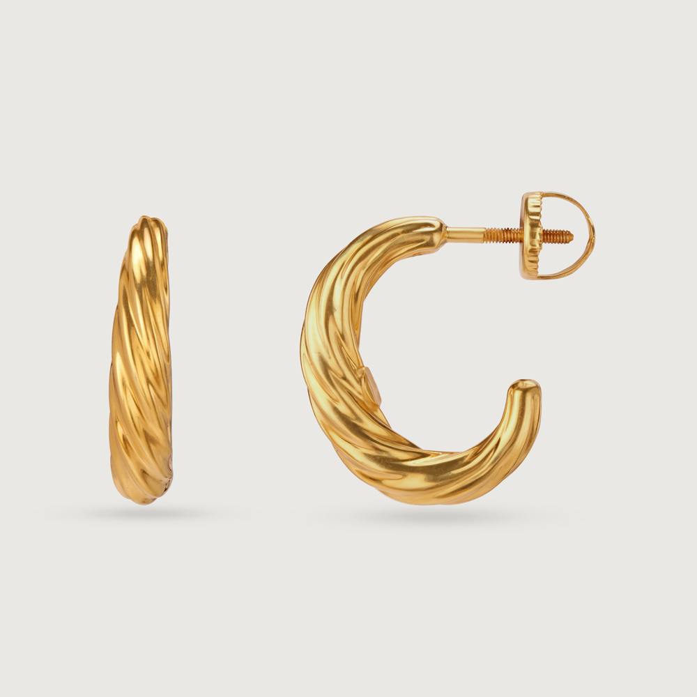 Twisted Glow Gold Hoop Earrings,,hi-res image number null