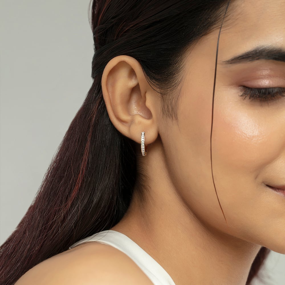 Oval Chic Gold & Diamond Hoop Earrings,,hi-res image number null