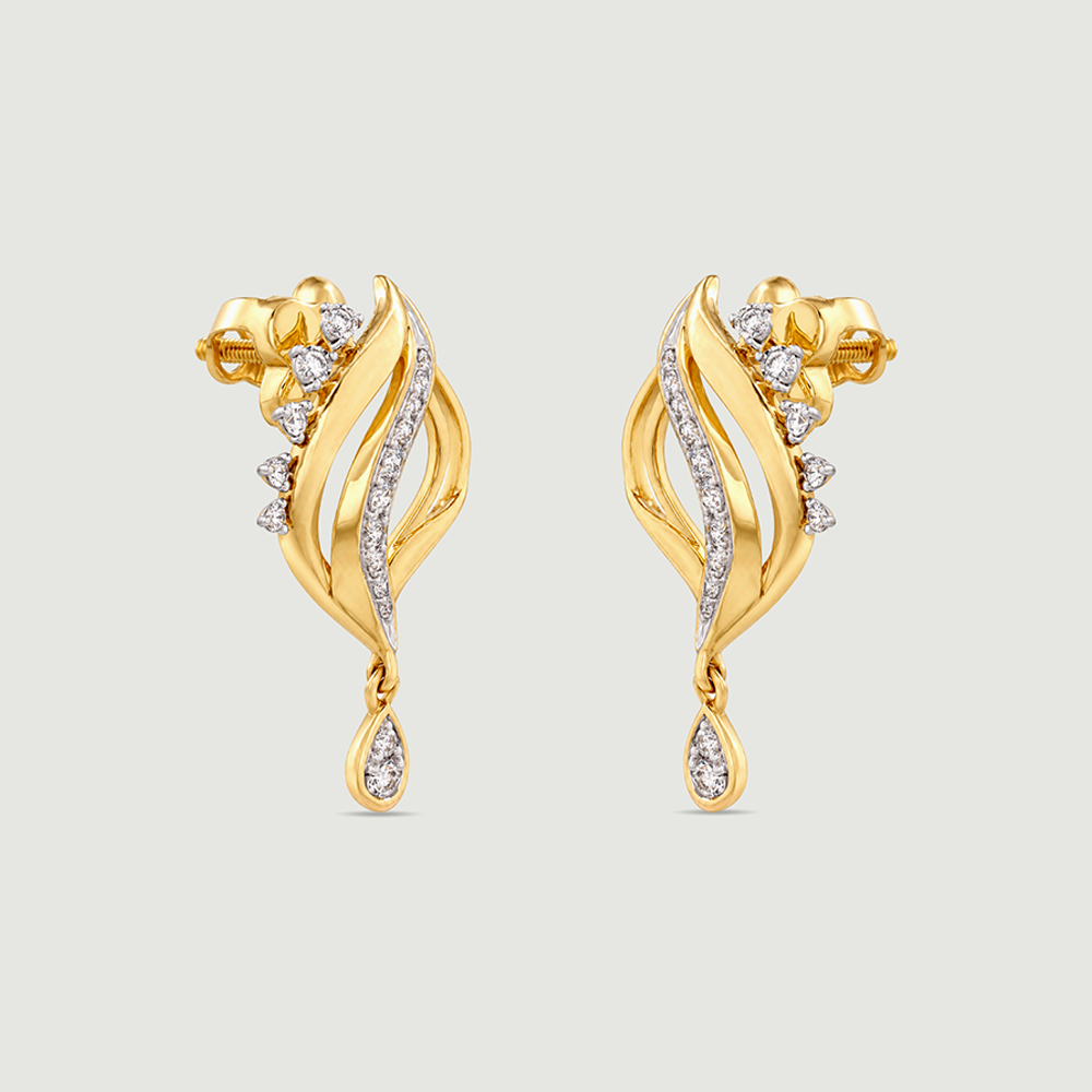 Rippled Glow Diamond Drop Earrings,,hi-res image number null