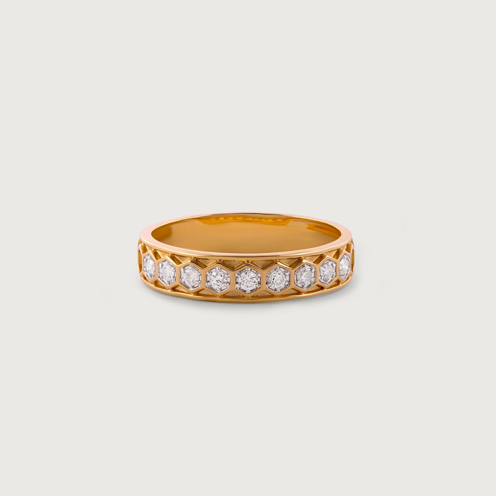 Honeycomb Flex Gold & Diamond Ring for Men,,hi-res image number null