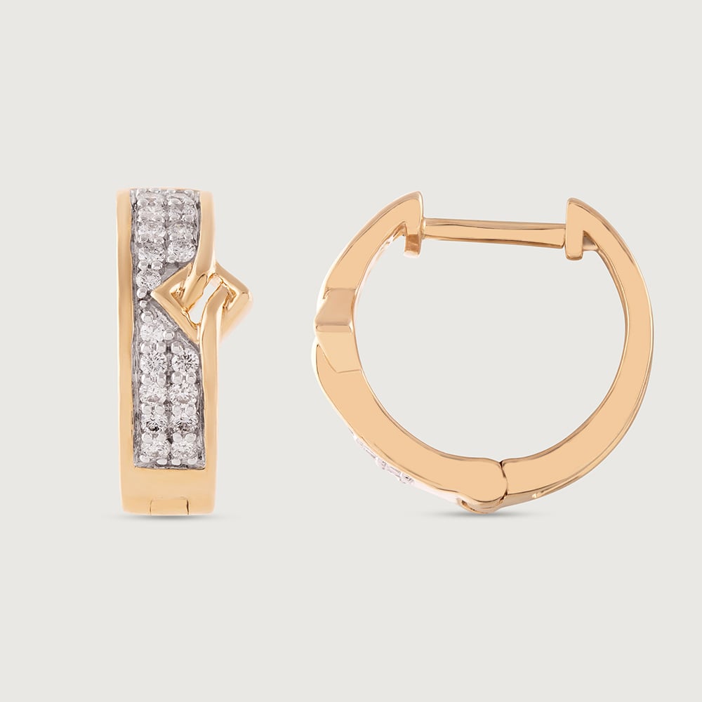 Elegant Vibes Gold & Diamond Hoop Earrings,,hi-res image number null