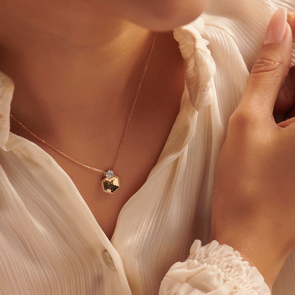 Luminous Hexagonal Diamond Necklace,,hi-res image number null