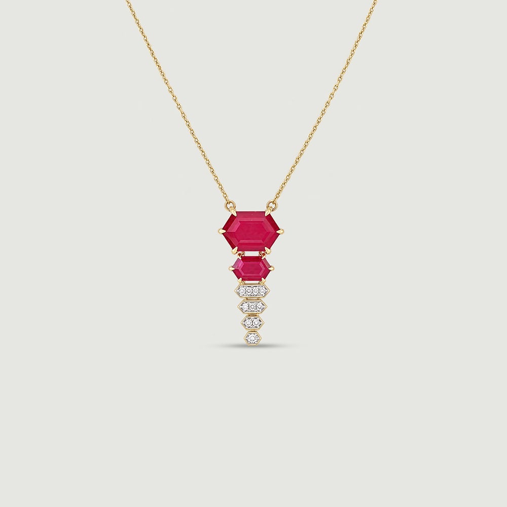 Dramatic Red Lariat Gold Necklace,,hi-res image number null