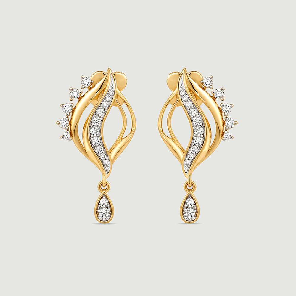 Rippled Glow Diamond Drop Earrings,,hi-res image number null