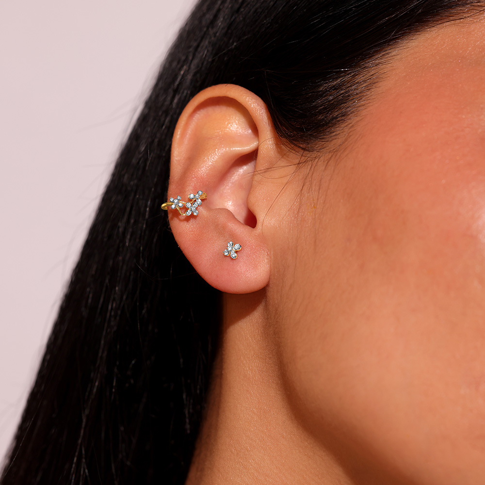 Floral Quilt Diamond Ear Cuff,,hi-res image number null