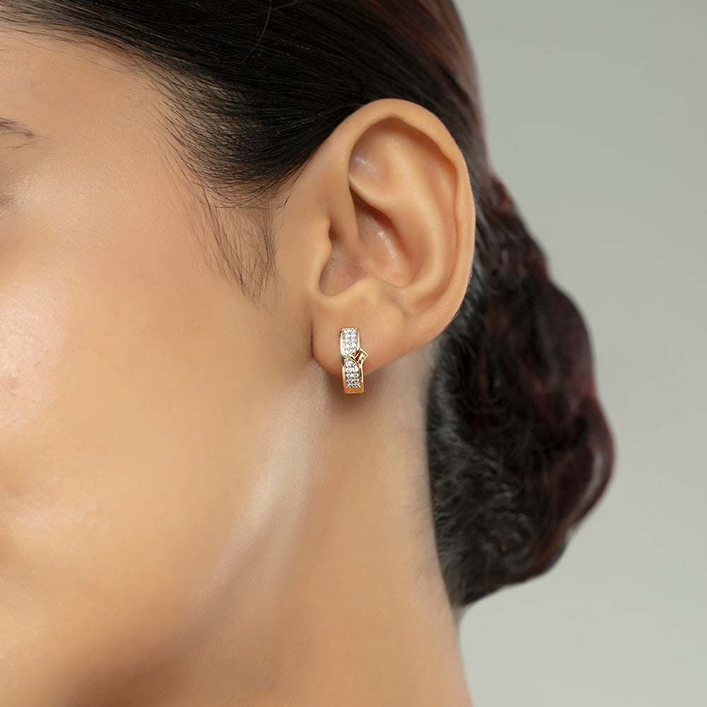 Elegant Vibes Gold & Diamond Hoop Earrings,,hi-res image number null