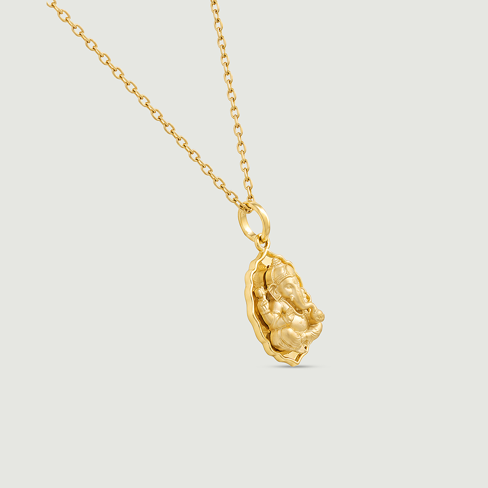 Divine Sculpted Ganesha Gold Pendant,,hi-res image number null