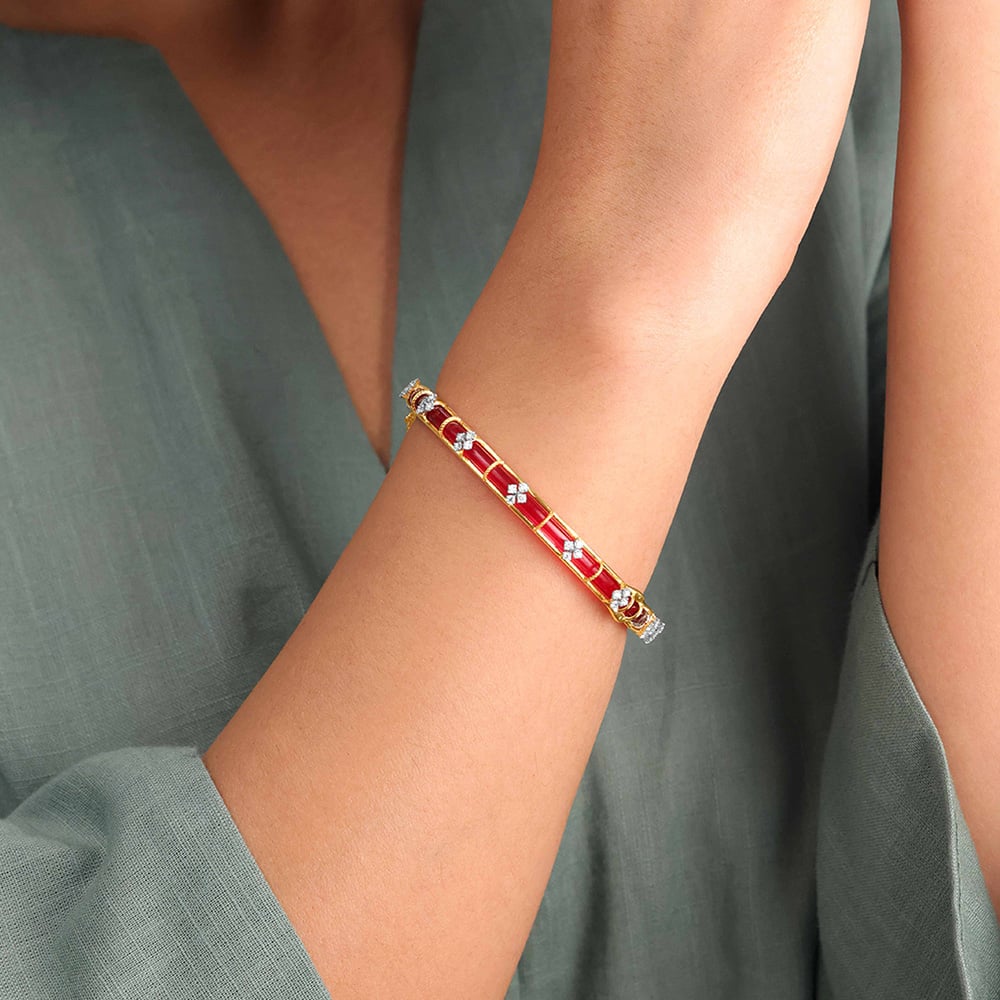 Charming Floral Diamond Bangle,,hi-res image number null