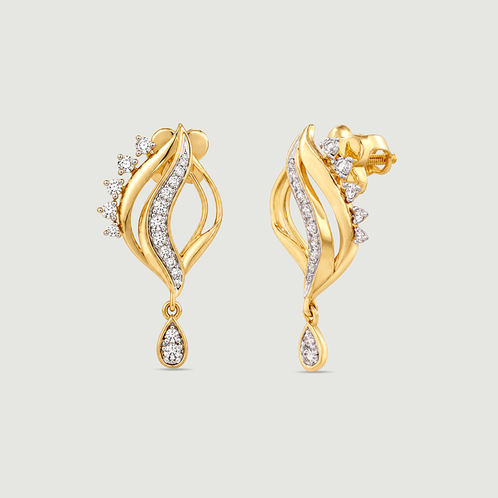 Rippled Glow Diamond Drop Earrings,,hi-res image number null
