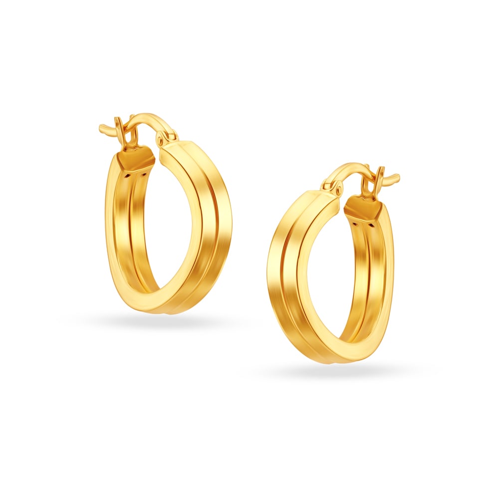 22KT Yellow Gold Subtle Glamorous Hoop Earrings,,hi-res image number null